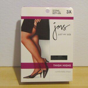JMS Just My Size Off Black Sheer Toe Sheer Thigh Highs Stocking Size 3X